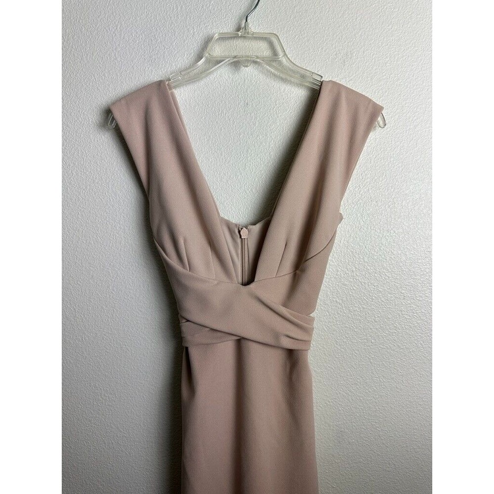 Nookie Women's Miami Midi Dress Beige Size XS Bodycon Waist Tie Classic Zip - Picture 4 of 9